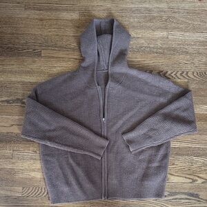 Amazon Women's Brown Hooded Zip Cardigan Sweater